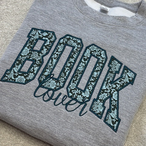 Book Lover Applique embroidered Sweatshirt or Hoodie