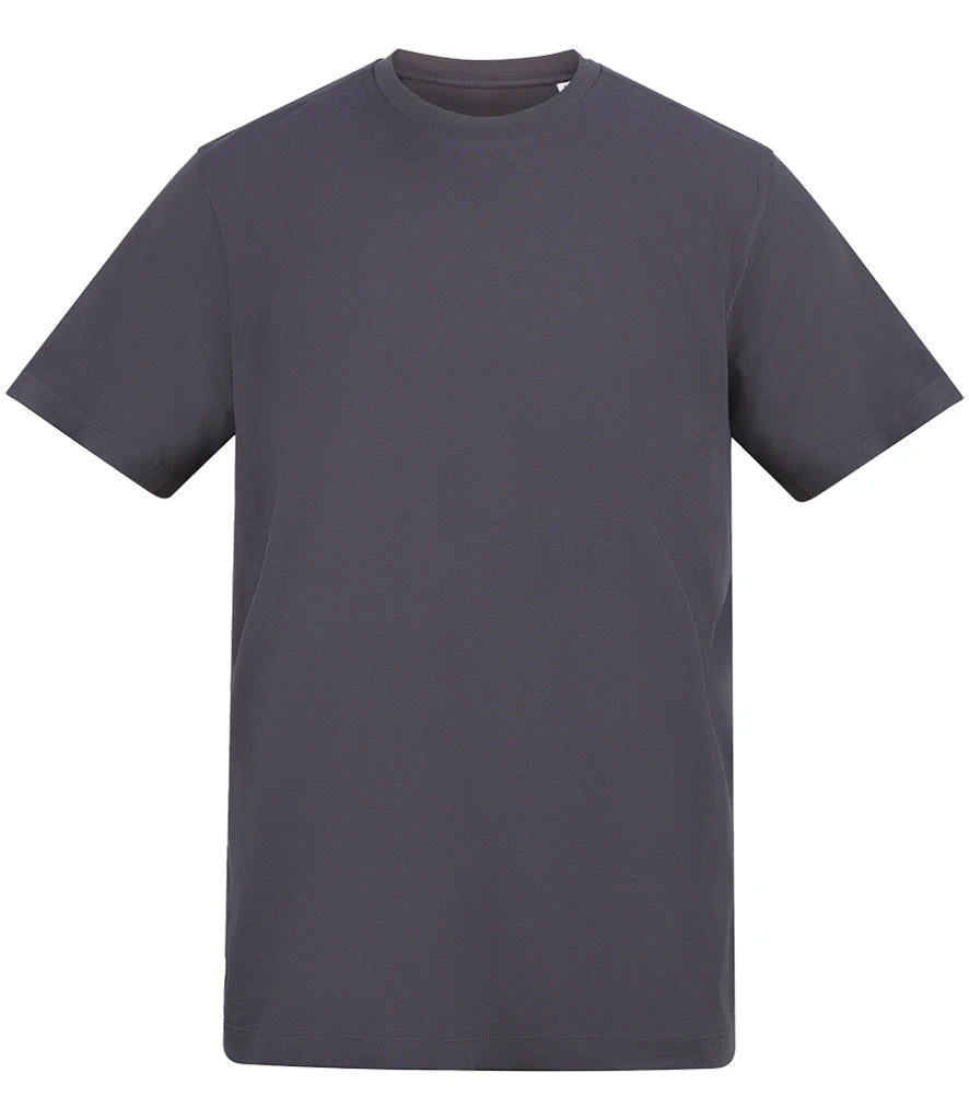 Plain dark gray t-shirt on a white background