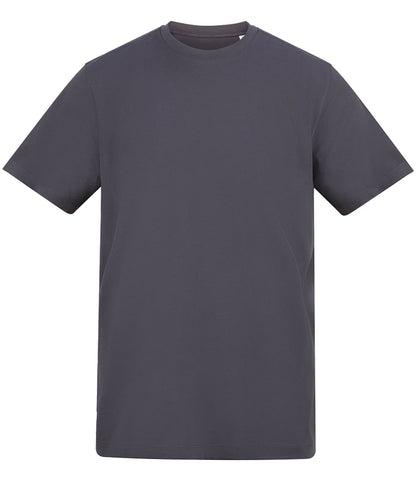 Plain dark gray t-shirt on a white background