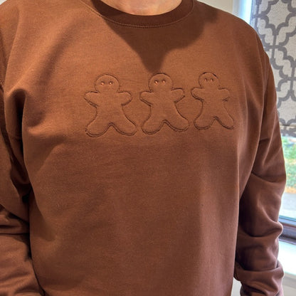 Gingerbread Trio embroidered appliqué Sweatshirt