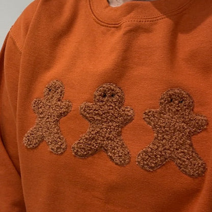 Fluffy Gingerbread Trio Christmas Sweatshirt