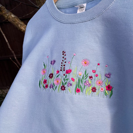 Wildflower Embroidered Sweatshirt (or Hoodie)