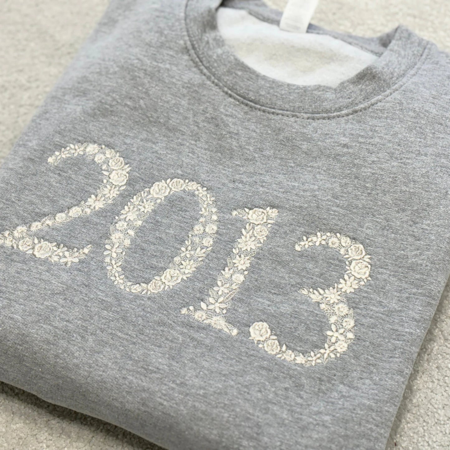 Personalised Year Floral Embroidered Sweatshirt or Hoodie