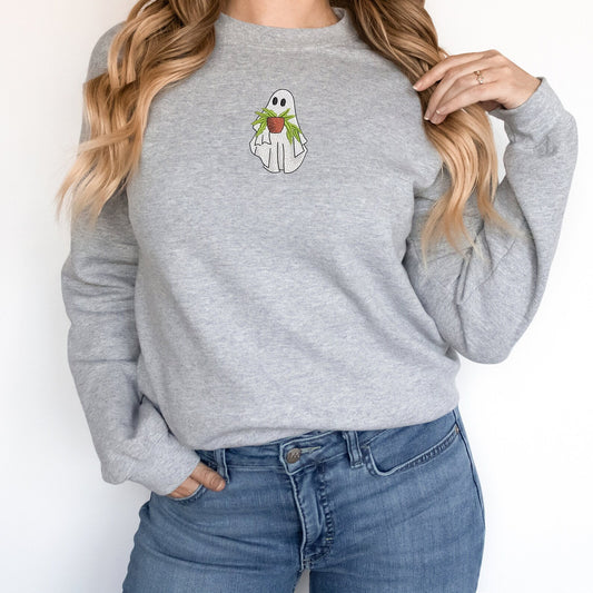 Ghost with Plant embroidered Sweatshirt or Hoodie