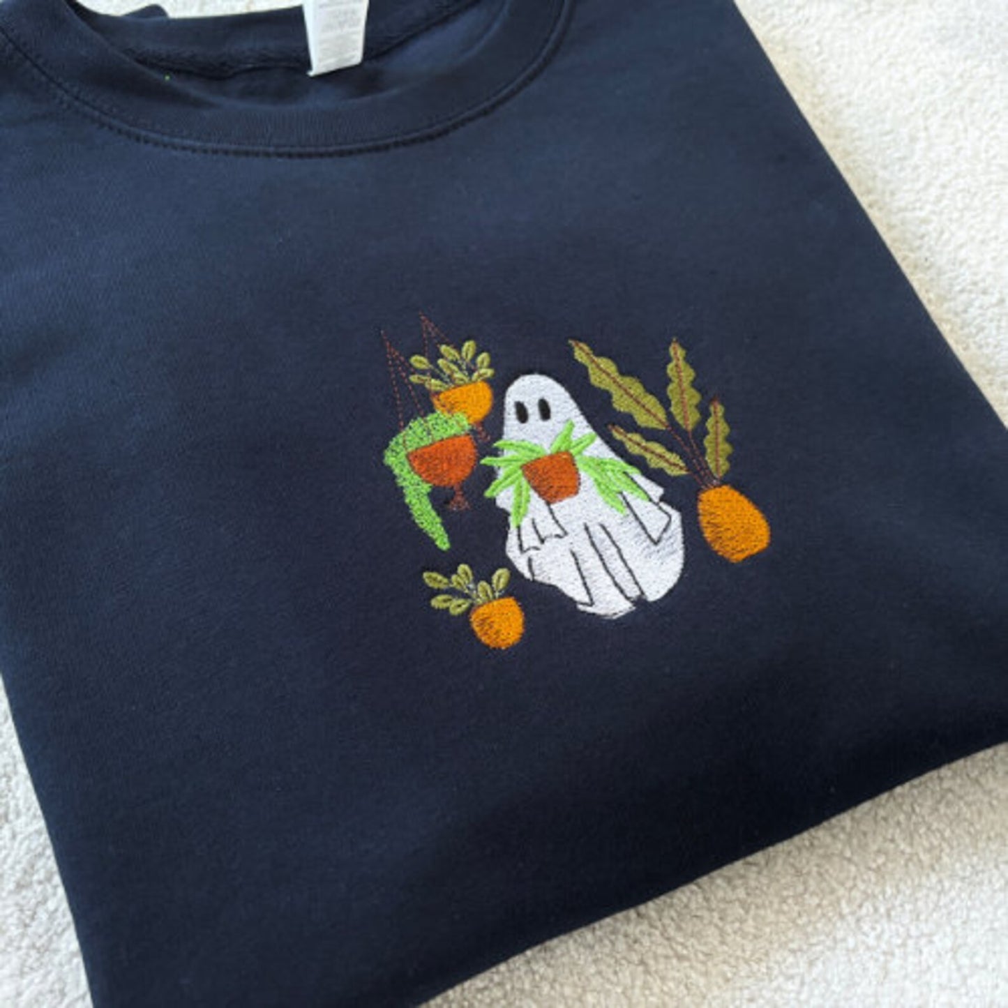 Ghost with Plants embroidered Sweatshirt
