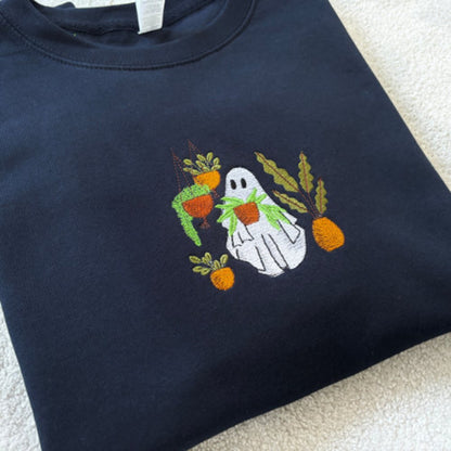 Ghost with Plants embroidered Sweatshirt