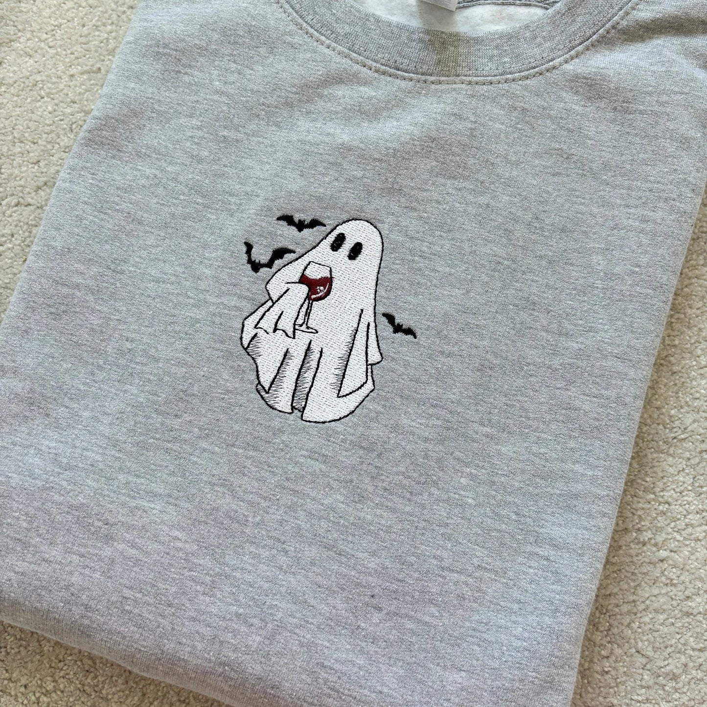 Ghost with Wine embroidered Sweatshirt or Hoodie