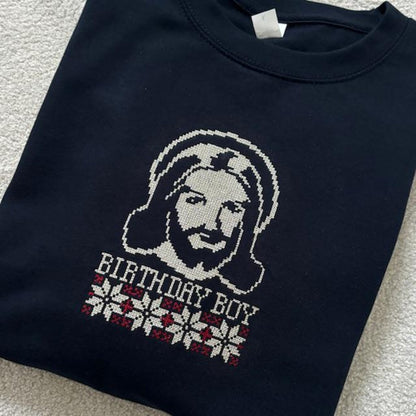 Birthday Boy Jesus Embroidered Sweatshirt