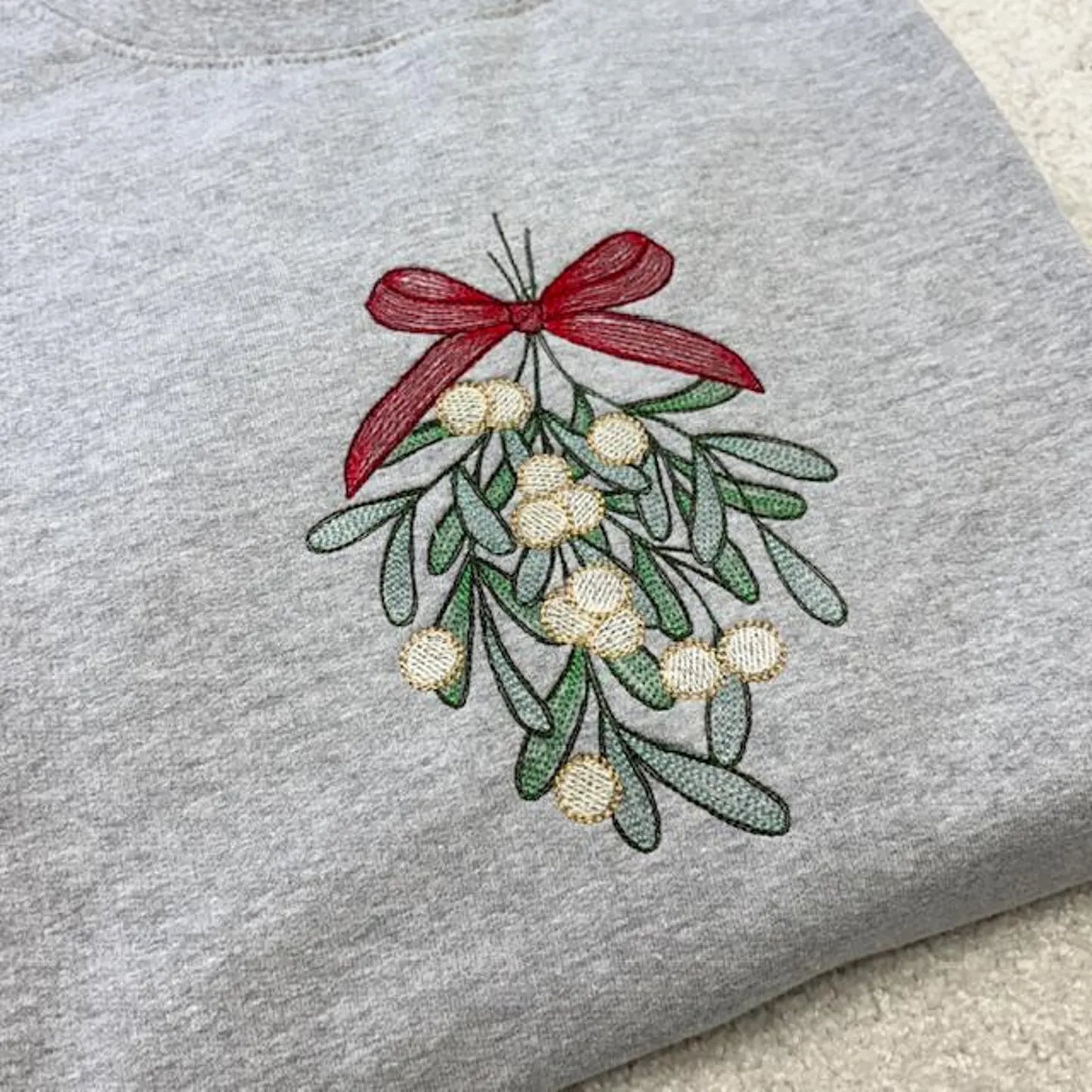 Mistletoe Embroidered Sweatshirt or Hoodie