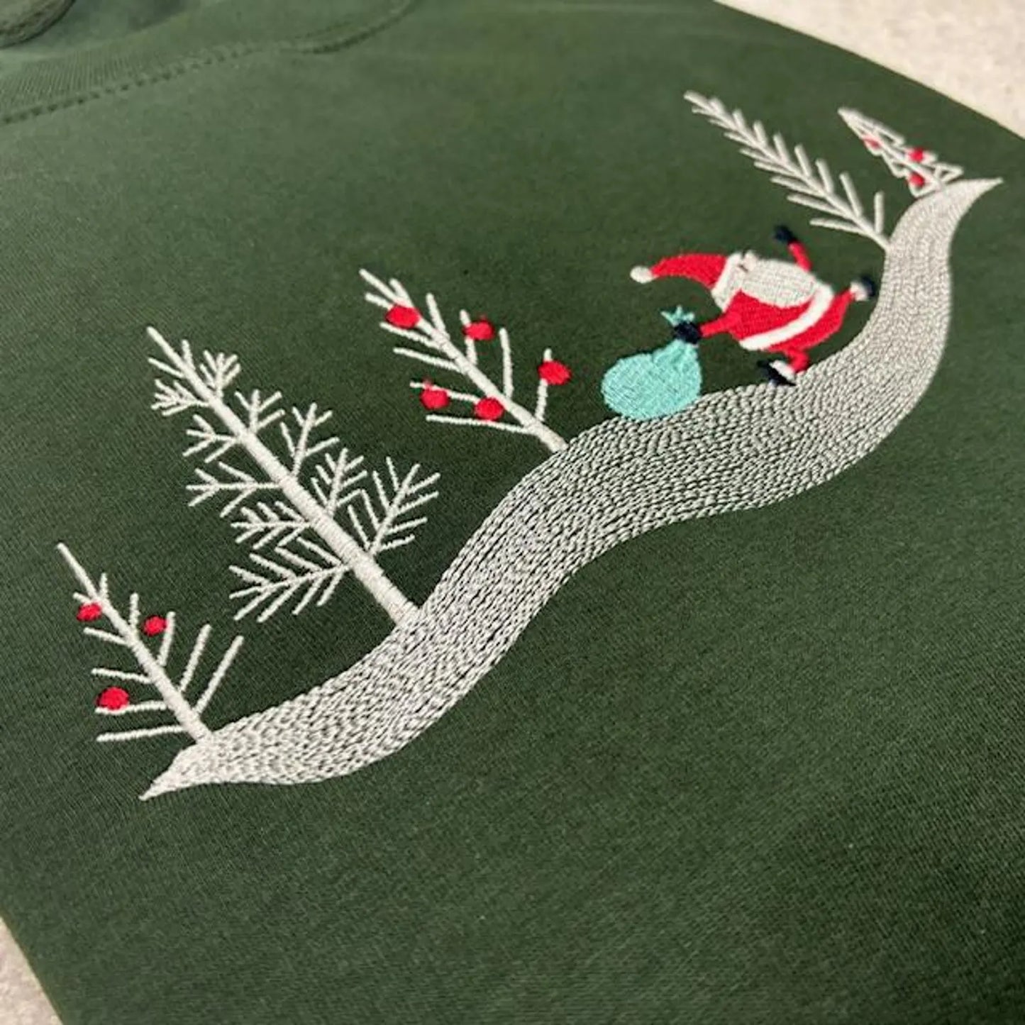 Dashing Santa Embroidered Sweatshirt or Hoodie
