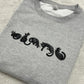 Black Fuzzy Cat Embroidered Sweatshirt or Hoodie