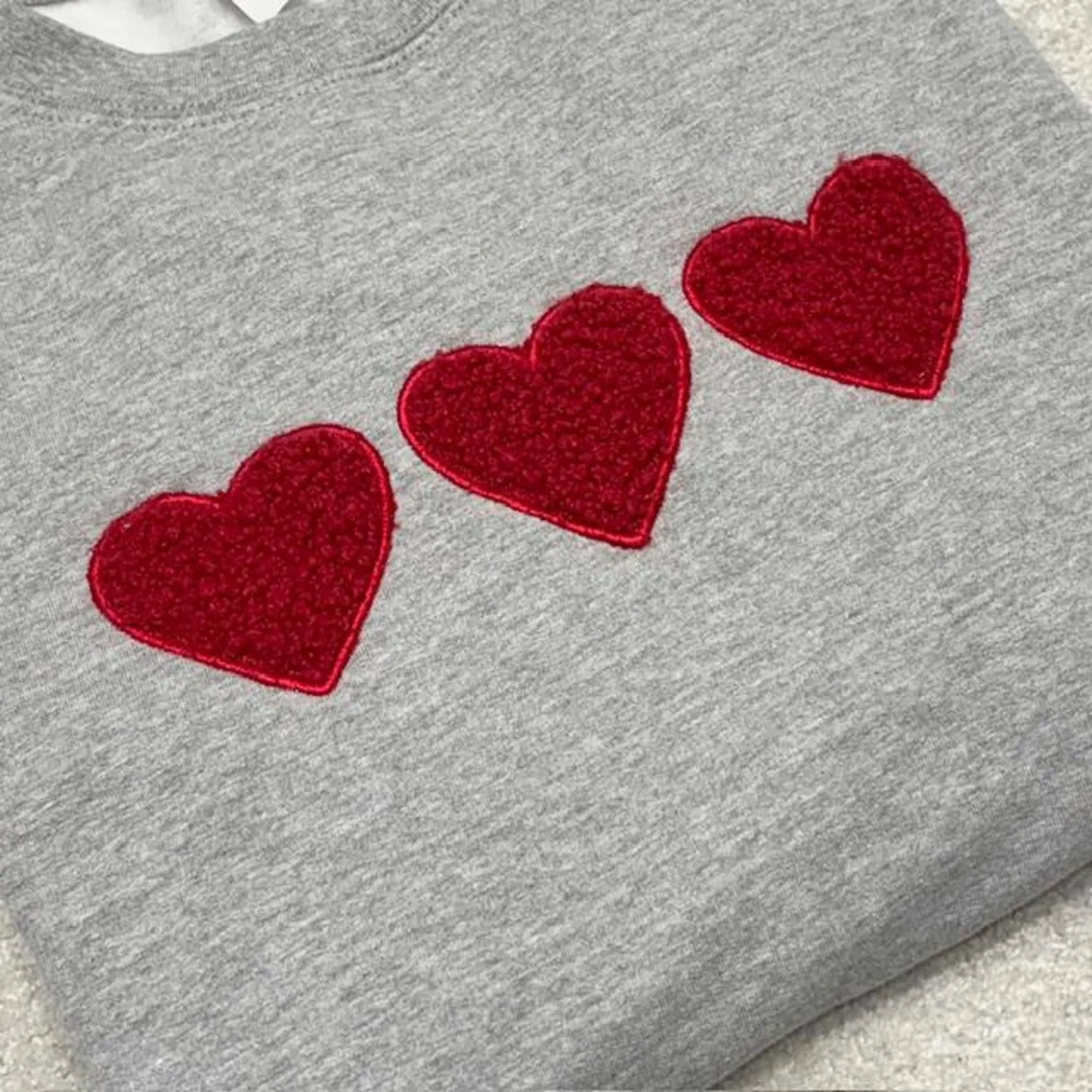 Love Heart Trio Embroidered Sweatshirt
