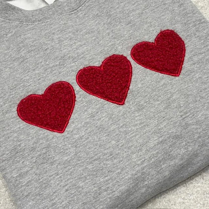 Love Heart Trio Embroidered Sweatshirt