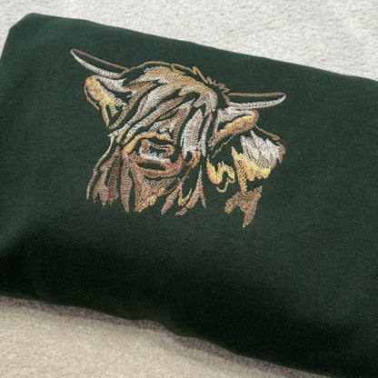 Highland Cow Embroidered Sweatshirt