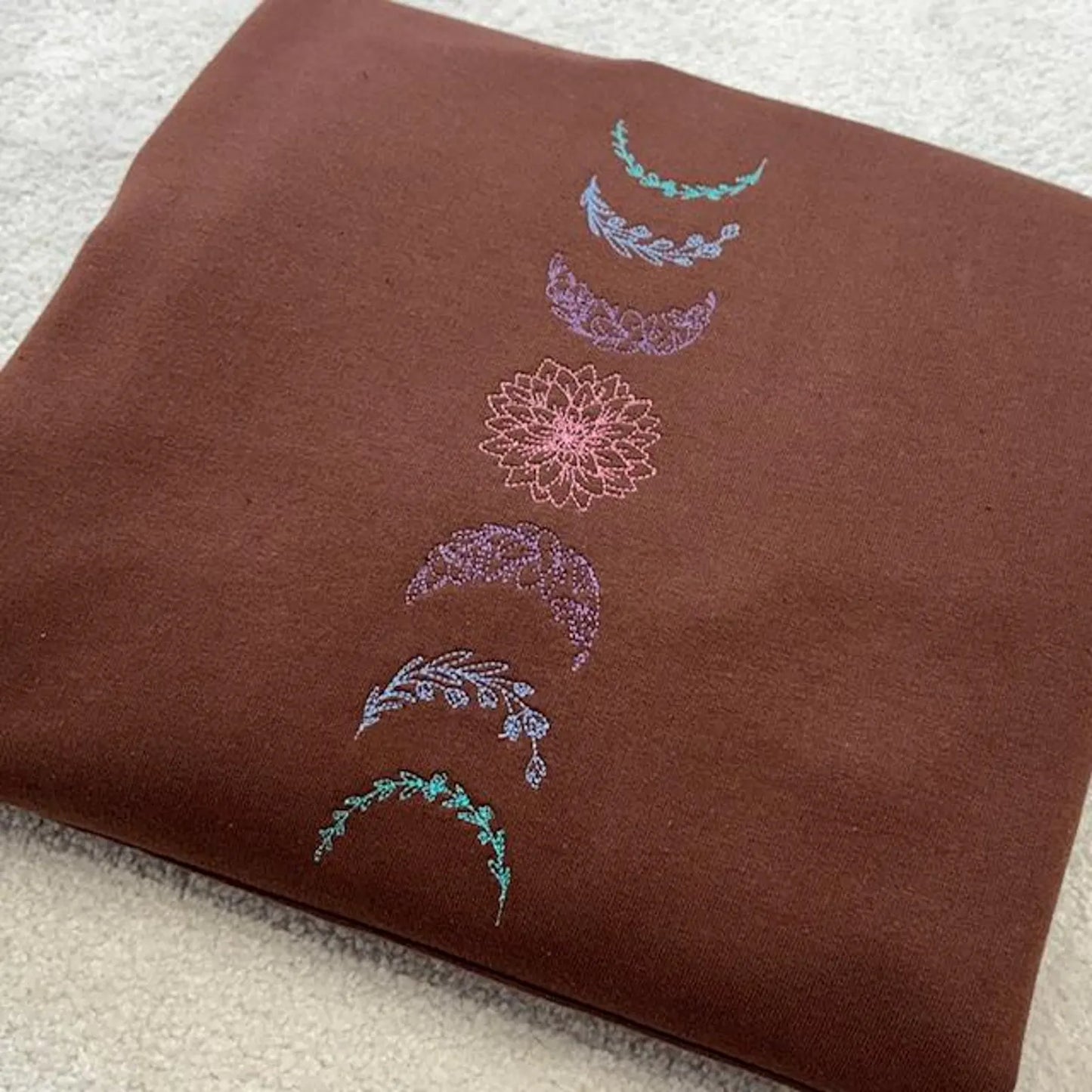 Moon Phases Embroidered Sweatshirt or Hoodie