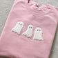 Embroidered Applique Fluffy Ghost Trio Sweatshirt or Hoodie