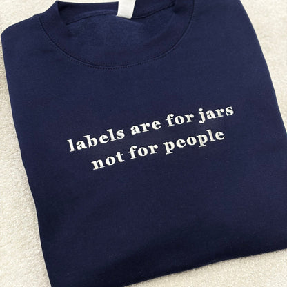Embroidered Labels are for Jars Sweatshirt: Navy, 42" Chest