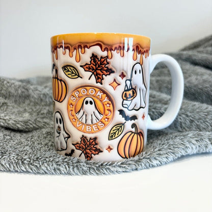 Spooky Vibes Orange Halloween Mug (3D effect)