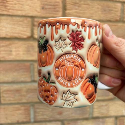 Orange Pumpkin Spice Halloween Mug (with 3D effect)