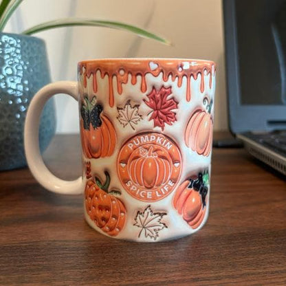 Orange Pumpkin Spice Halloween Mug (with 3D effect)