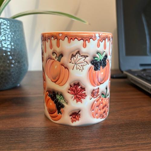 Orange Pumpkin Spice Halloween Mug (with 3D effect)