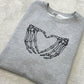 Embroidered Skeleton Heart Sweatshirt: Heather Grey, Medium 42" Chest