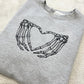Embroidered Skeleton Heart Sweatshirt: Heather Grey, Medium 42" Chest