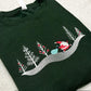 Embroidered Dashing Santa Sweatshirt: Forest Green, Medium 42" Chest