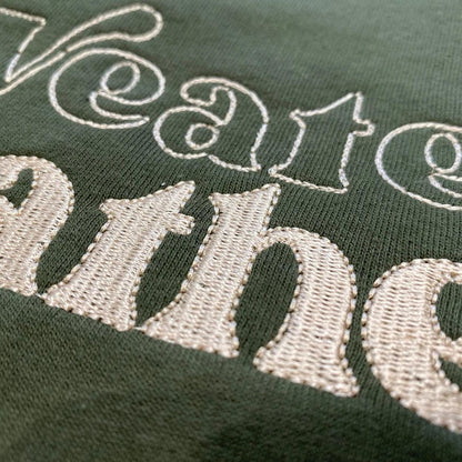 Sweater Weather Earthy Green Embroidered Sweatshirt: Medium 42" Chest