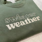 Sweater Weather Earthy Green Embroidered Sweatshirt: Medium 42" Chest