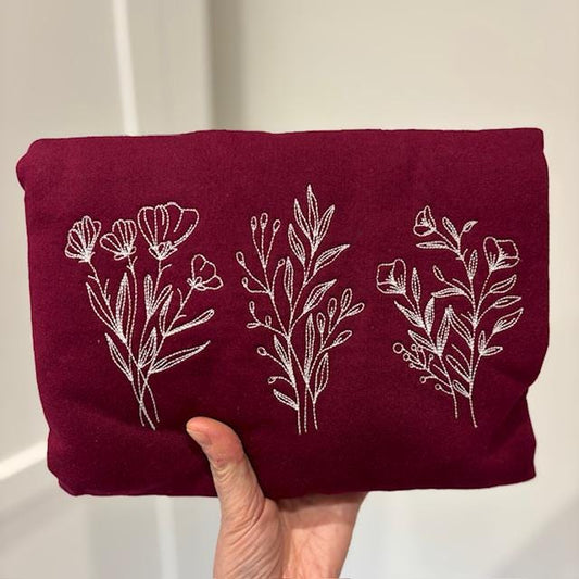 Wildflower Embroidered Sweatshirt: Burgundy Medium 42” Chest