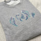 Embroidered Ghost Sketch Sweatshirt: Heather Grey  XL 50" Chest