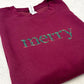 Floral Merry Embroidered Sweatshirt: Burgundy Medium 42" Chest