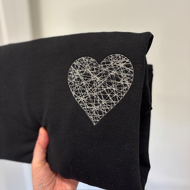 Heart Strings Embroidered Sweatshirt: Black, Large 46" Chest